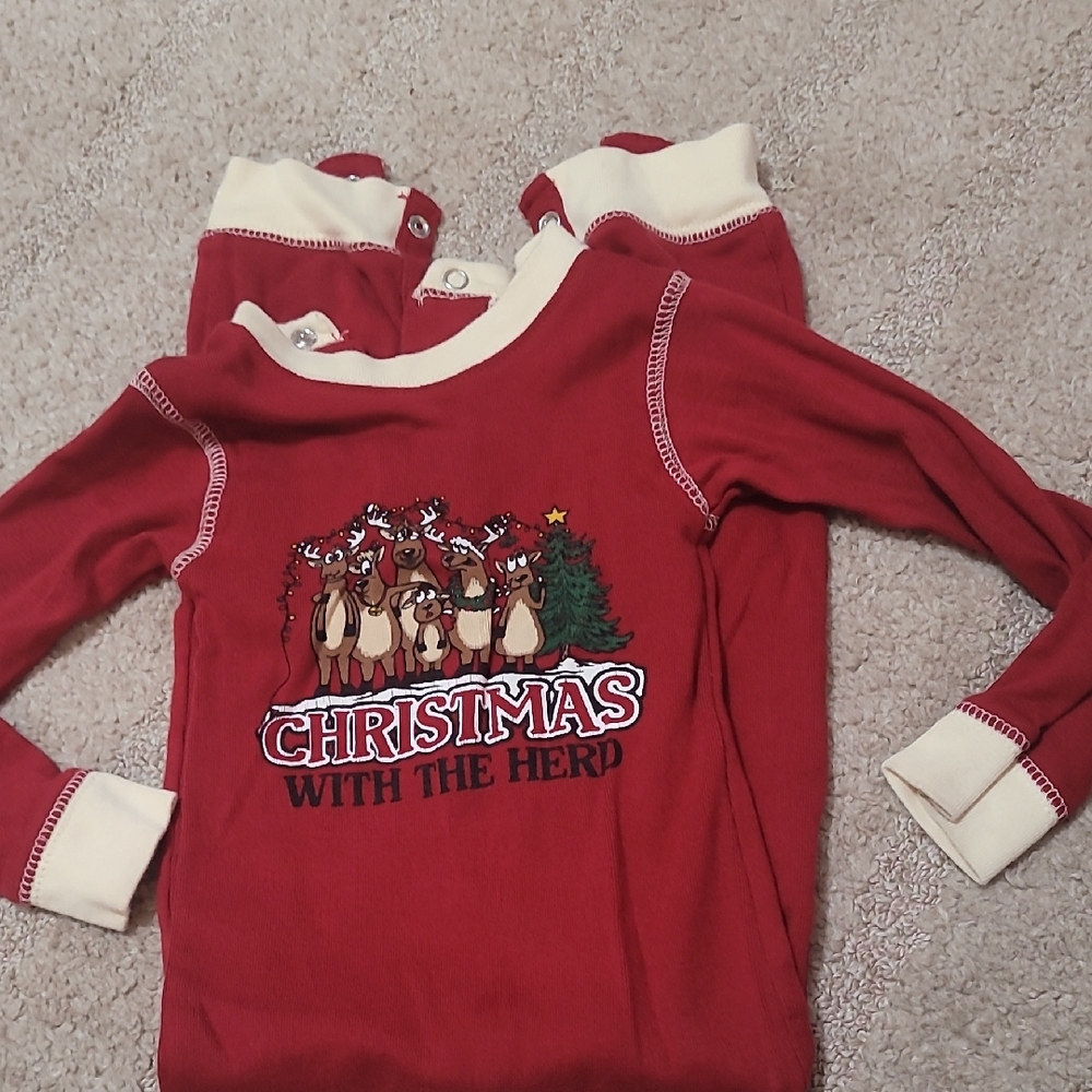 Red Christmas Reindeer Kids Pajamas